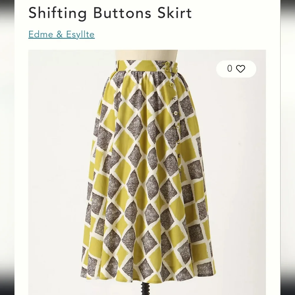 Edme & Esyllte Anthropologie Shifting Buttons Midi skirt - Picture 2 of 8